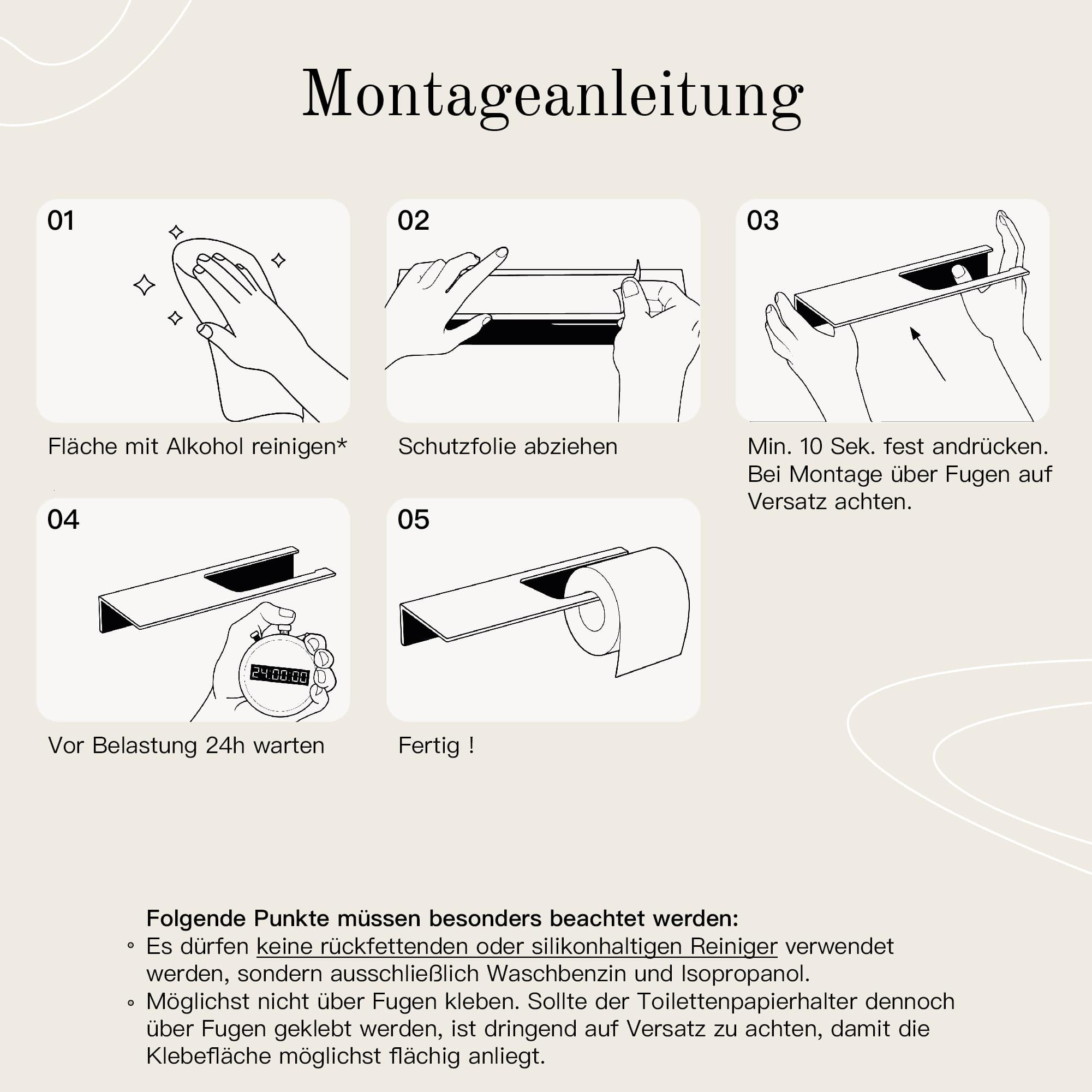 Toilettenpapierhalter ohne Bohren mit Ablage